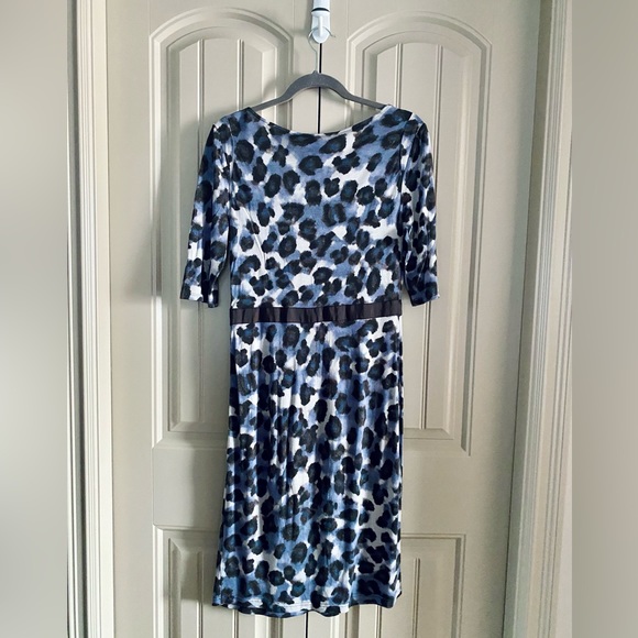 Banana Republic Blue Tone Leopard Print Sheath Dress - Picture 2 of 10